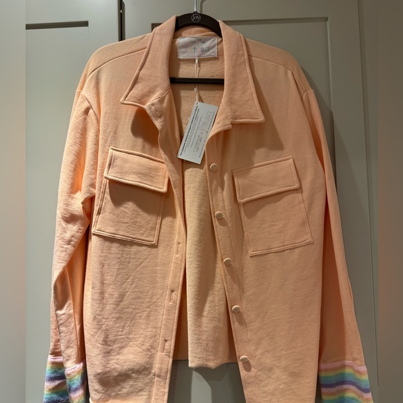 Pitusa customized “Krista” jacket/shacket.  One size.  Peach/rainbow NWT - Picture 4 of 4
